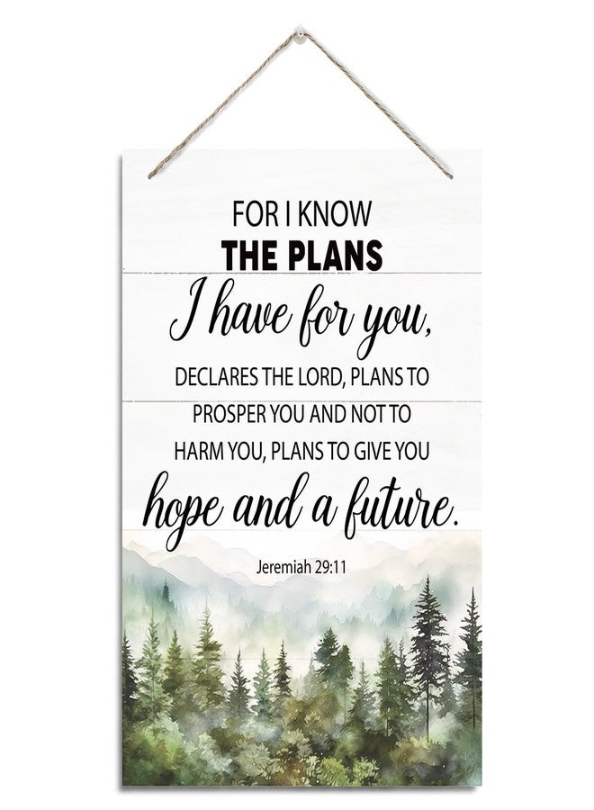 XQLSR Christian Decor, Rustic Hanging Wood Plaque Sign, Wooden Bible Verse Wall Art, Farmhouse Home Wall Decor, Religious Artwork, Jeremiah 29:11 Sign - For I Know The Plans I Have for You - Image 1